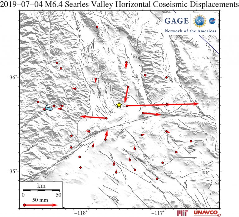 Coseismic horizontal offsets of the 4 July 2019 M6.4 event