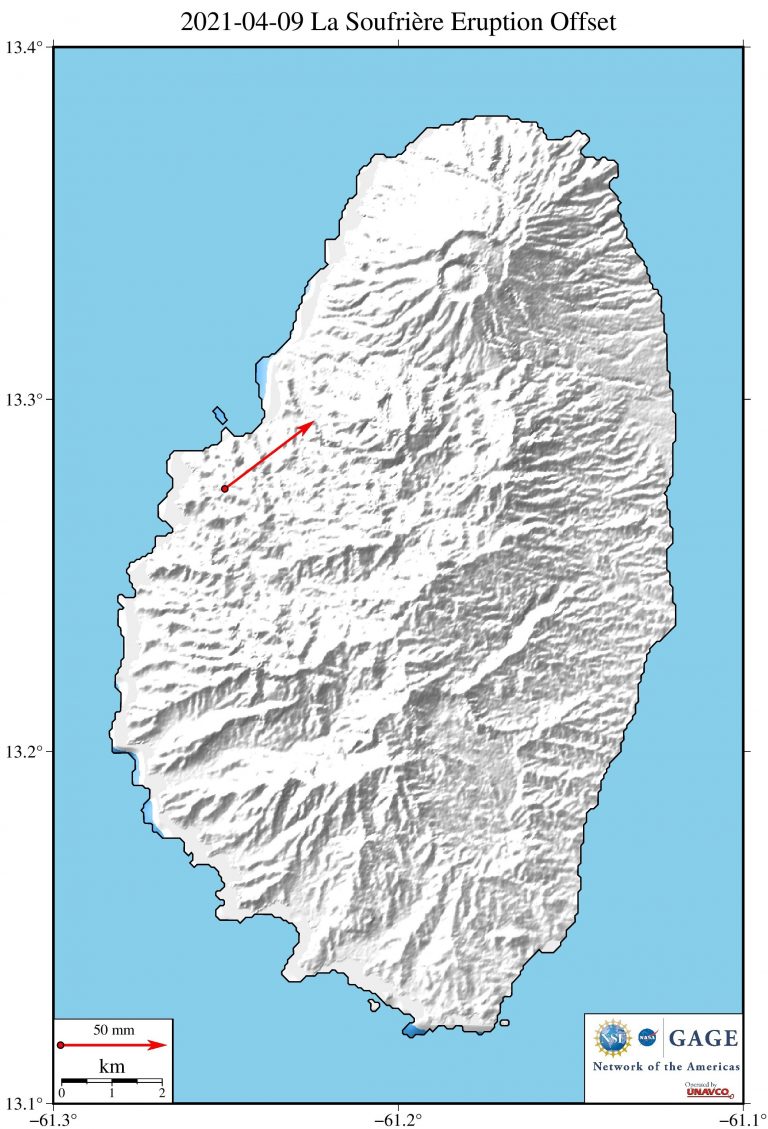 map of St Vincent Island with vector showing station motion