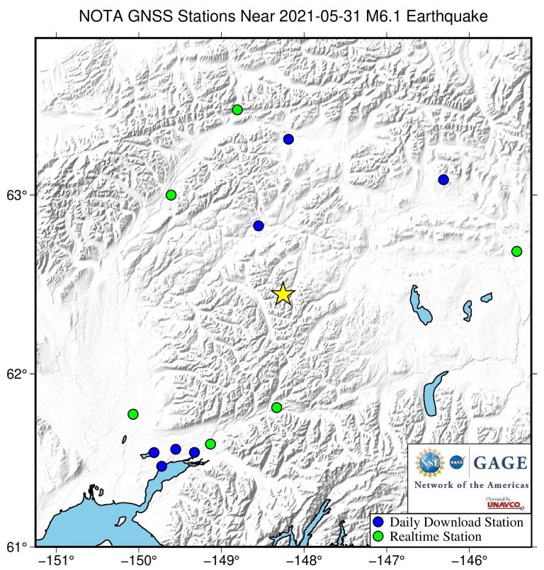 map of epicenter and nearby stations