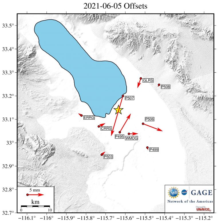 map showing offset arrows